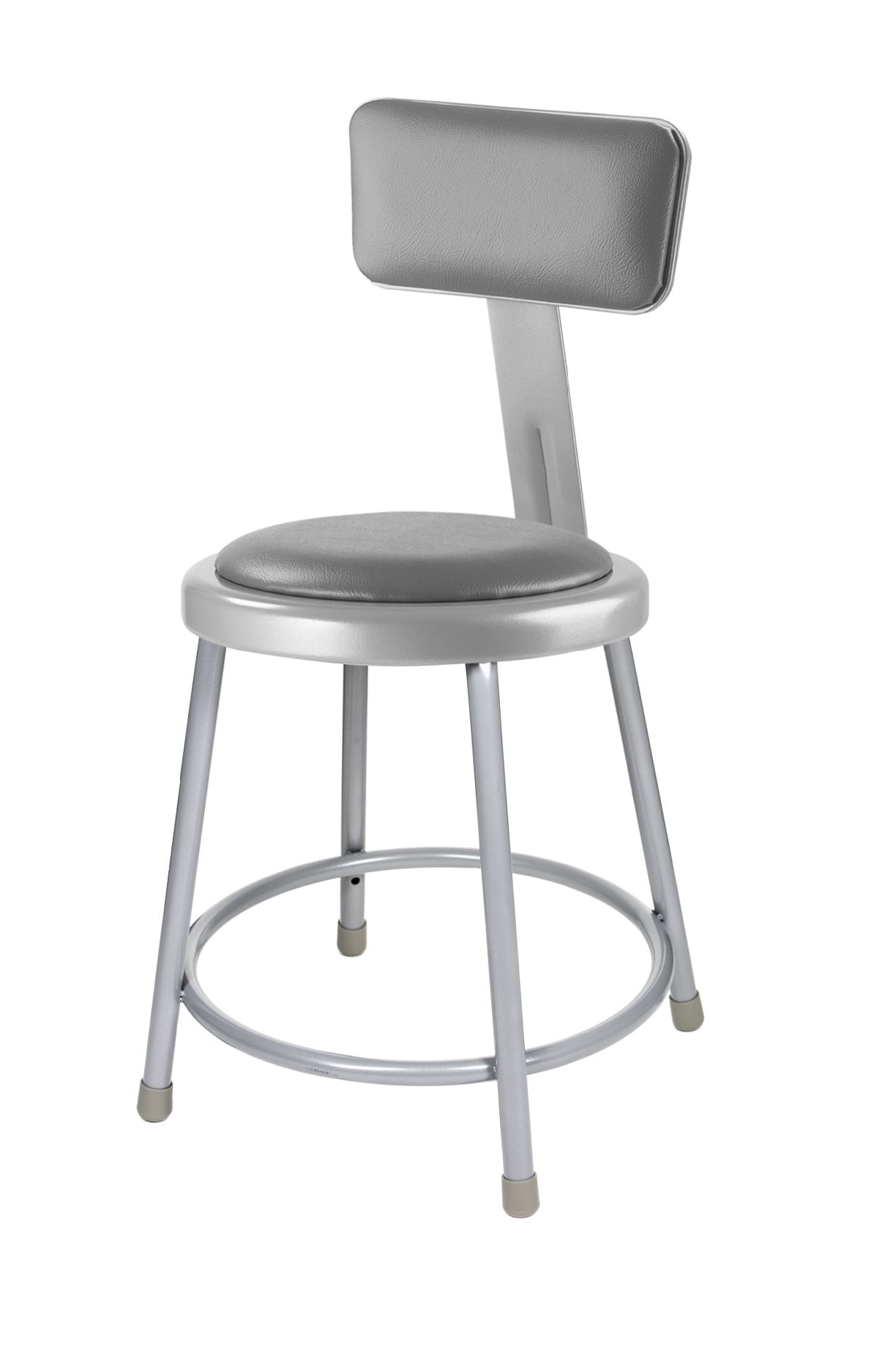 Hampden Furnishings Otto Collection 18" Vinyl Padded Stool with Backrest, Grey, Pack of 2