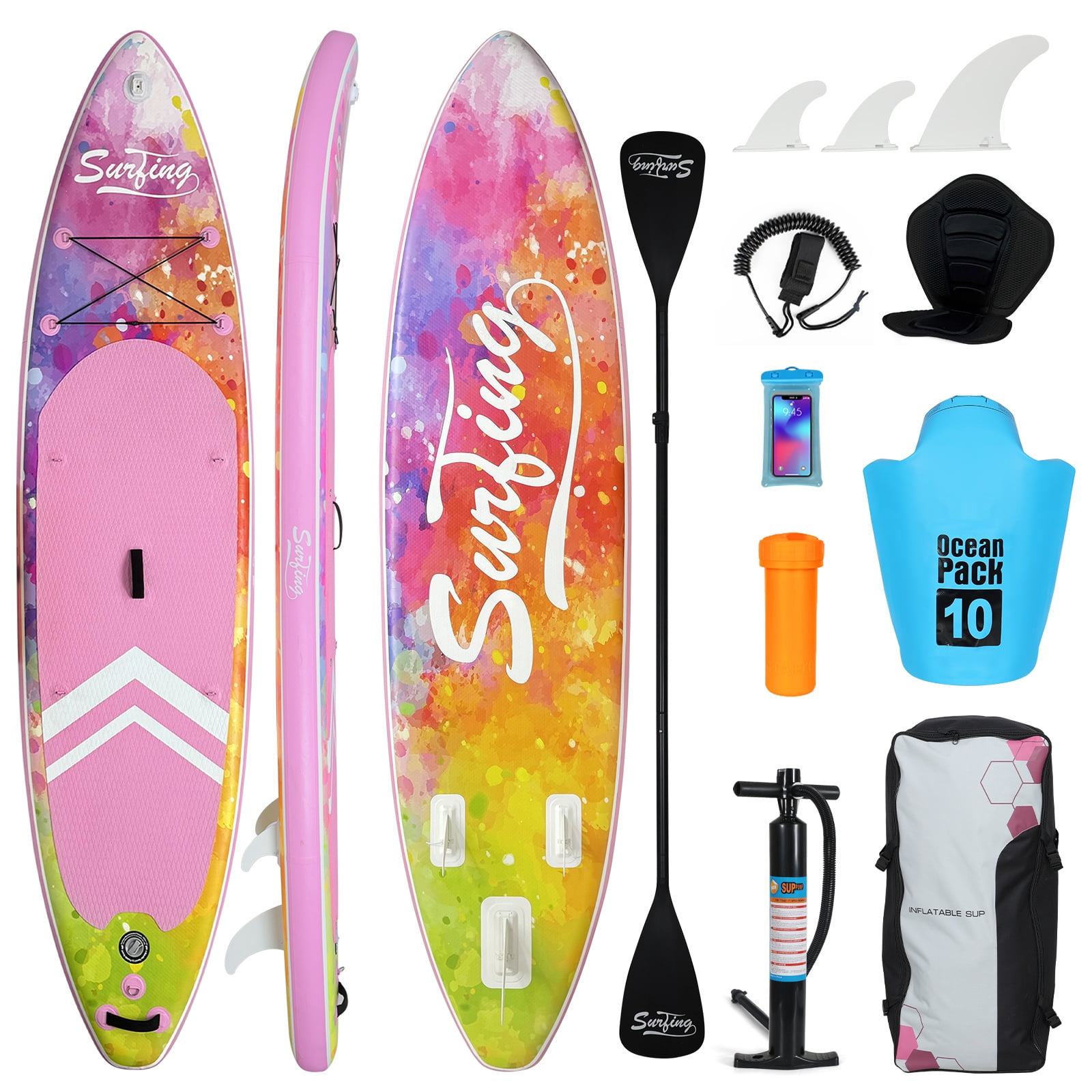 Elecwish Inflatable Stand Up Paddle Boards, 11' Wide Stable Design, Non-Slip Comfort Deck, Lightweight