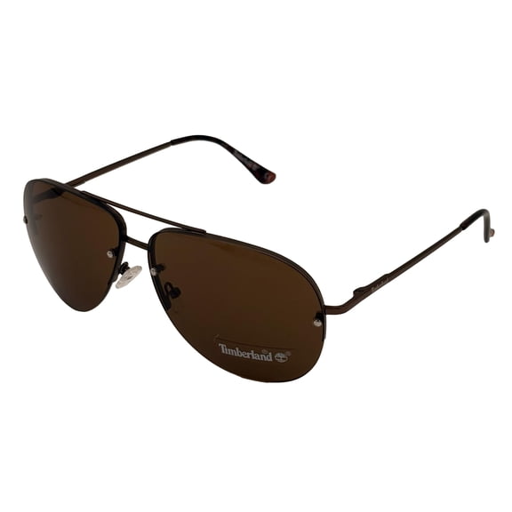 Timberland Shiny Metal Men's Aviator Rimless Sunglasses, Brown