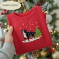 thumbnail image 2 of Bernese Mountain Embroidered Christmas Shirt, Bernese Mountain Dog Harvesting a Christmas Tree, Berner Mom Shirt, Christmas Dog Shirt, 2 of 5