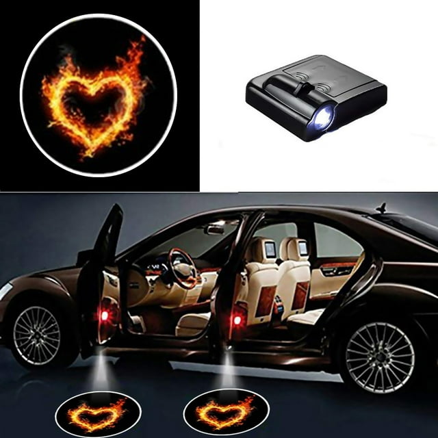 Proyector de sombras LED inalámbrico universal, luces de cortesía para escalones, luces de bienvenida, luces de sombra para puertas de automóviles, kit de lámparas con emblema láser