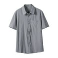 thumbnail image 2 of Fnnxeal Mens Casual Button Down Shirts, Summer Shirt for Men Solid Breathable Shirts Men's Shirt with Short Sleeves Collared Gray M, 2 of 6
