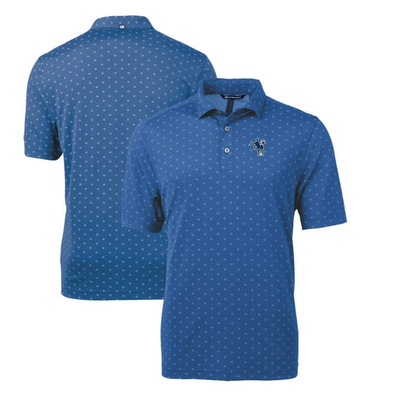 Men's Cutter & Buck Blue Indianapolis Colts Throwback Logo Virtue Eco Pique Tile Recycled Polo