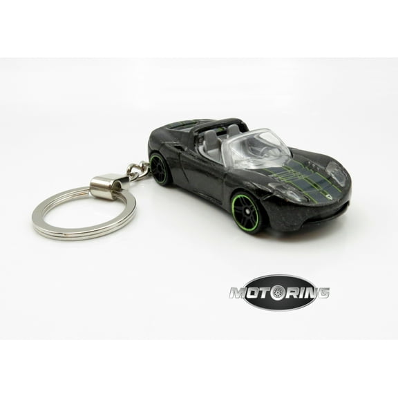 2008 '08 Tesla Roadster Convertible Black Car Rare Novelty Keychain 1:64