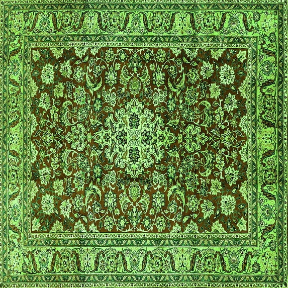 Ahgly Company Indoor Square Persian Green Traditional Area Rugs, 7' Square