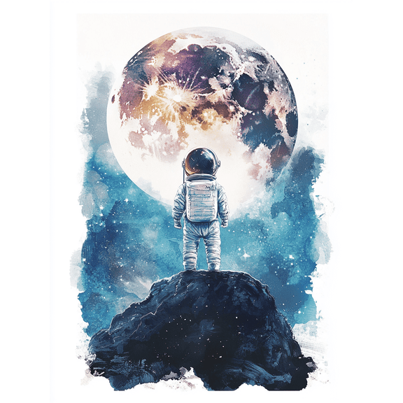 Astronaut Moon Landscape Canvas Print/Decorative Painting， Suitable for Living Room， Bedroom， Office， Study， and Hallway Decoration.