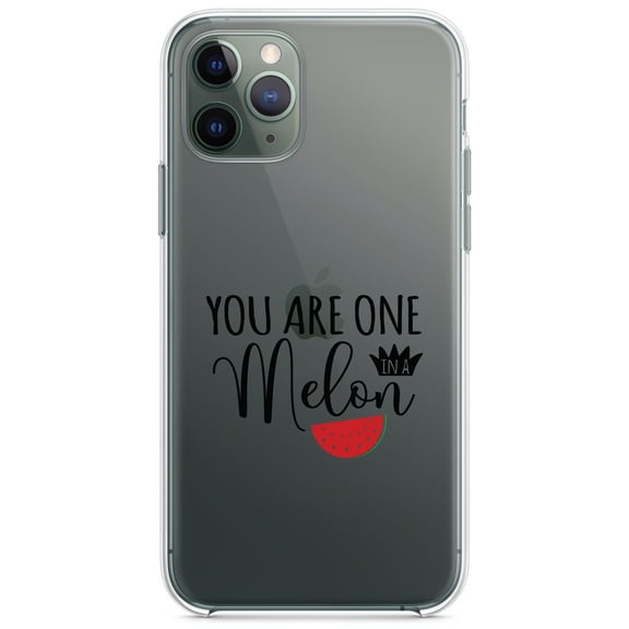 DistinctInk Clear Hybrid Case for Apple iPhone 13 Pro Max (6.7" Screen) - You Are One in a Melon Watermelon - Slim Profile Design