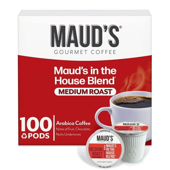Maud's Medium Roast Coffee Pods, In The House Blend, Compatible w/ K-Cup Brewers, 100ct