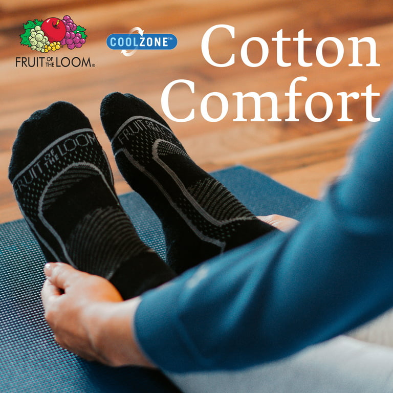 Fruit of the Loom Women's CoolZone Cotton Cushioned No Show Tab Socks,  6-Pack 