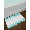 thumbnail image 2 of Turquoise Bath Mat, Abstract Floral Flowers Pattern Classic Artistic Design Illustration, Non-Slip Plush Mat Bathroom Kitchen Laundry Room Decor, 29.5 X 17.5 Inches, Teal Turquoise White, Ambesonne, 2 of 2
