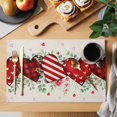 thumbnail image 2 of Placemats Set of 4, Valentine's Day Woven Placemat, Linen Place Mats for Kitchen/Dining Tables, Red Strip Plaid Love Eucalyptus Beige Burlap Washable Table Mats for Party, 2 of 8