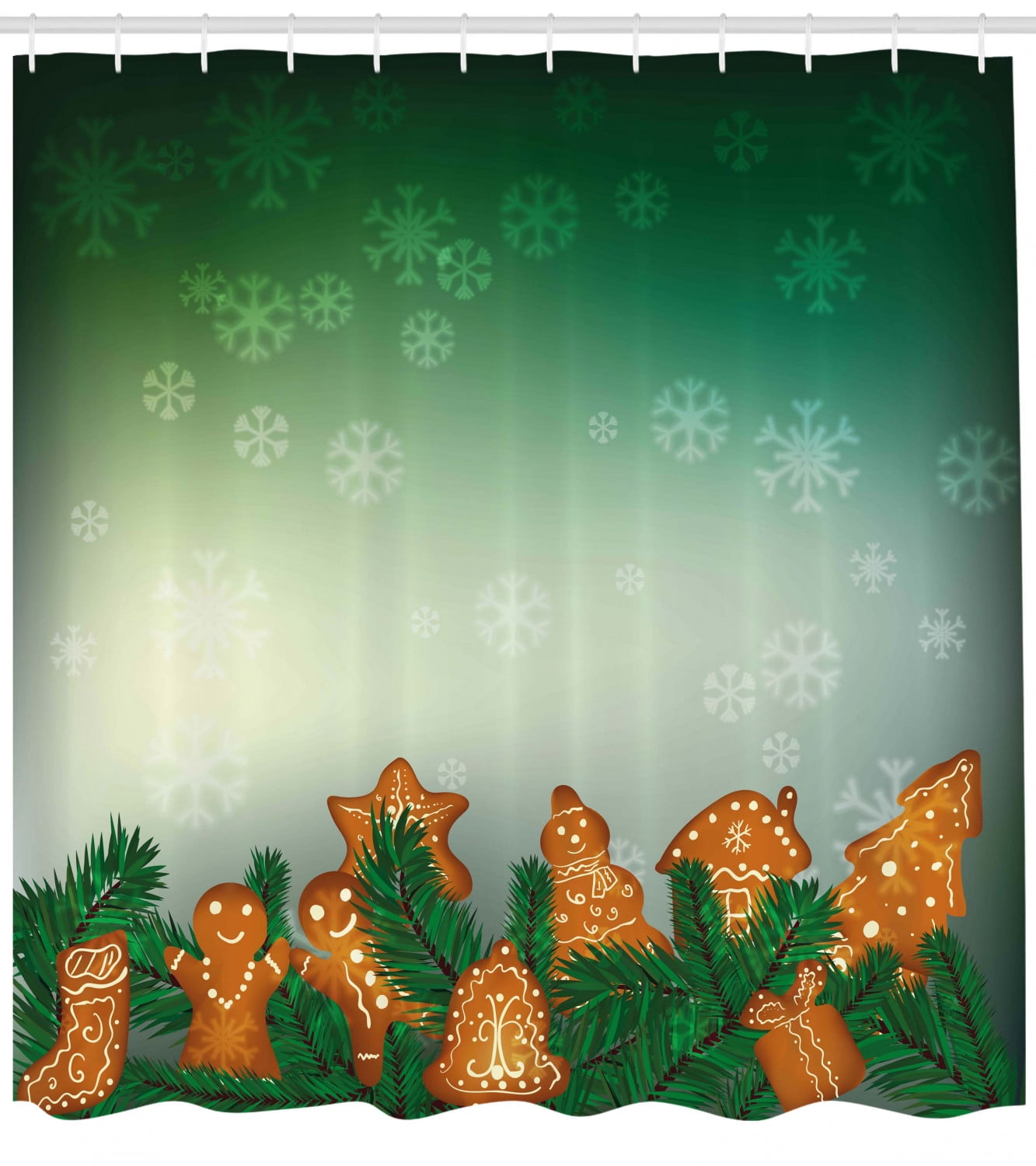 Gingerbread Man Shower Curtain Christmas Background With Xmas