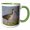 Green/White, variant on 3drose, Long-billed Curlew Foraging, 11oz Two-tone Blue Mug