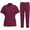 Wine, variant on Fengactive Scrubs for Women Set Stretch Stand Collared Scrub Top Long Pant Nursing Uniforms Scrubs Sets with Pockets