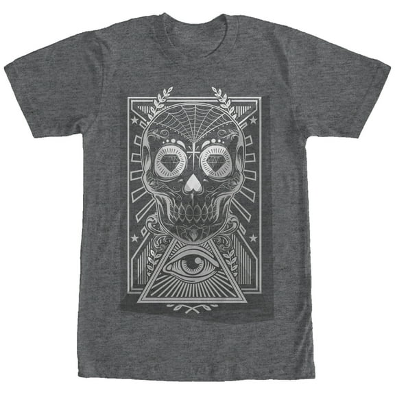 Men's Lost Gods Diamond Sugar Skull Graphic Tee Charcoal Heather Large