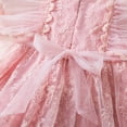 thumbnail image 6 of Girls Lace Dress 7-8 Floral Embroidered Flutter Sleeve Fashion Tulle Ruffle Dresses Cute Size 7 Girl Clothes, Pink, 5-6 Years, 6 of 7