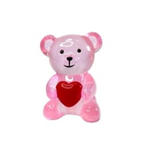 Eqiqhoxyi Cute Mini Heart Bear Resin Figurine Creative Romantic Ornament - Transparent Decor for Valentine’s Day, Office & Study Display Exquisite Statue Gift,2"