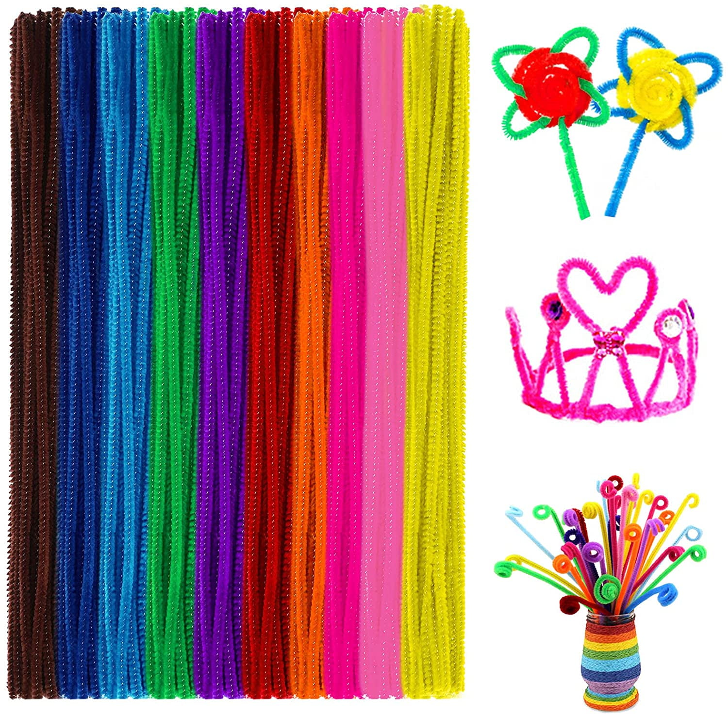 Artrylin 100 Pcs Pipe Cleaners Chenille Stems for Valentine Day DIY Art Craft Decorations