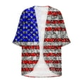 thumbnail image 4 of Wiyuqeen Women's Holiday Beach Kimono Cardigan 4th of July American Flag Chiffon Cardigans Open Front Short Sleeve Chiffon Cover Up, 4 of 5