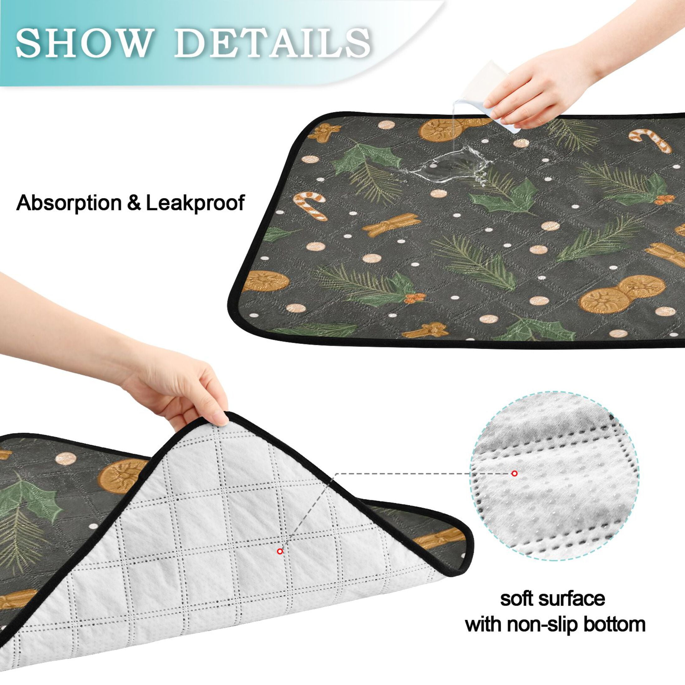 IAUYY Washable Pee Pads for Dogs Smallx3 Absorbent and Leak-Proof Non-Slip Reusable Puppy Pee Pads for Dogs Applicable to Playpen Potty Crate Orange-brown Gingerbread