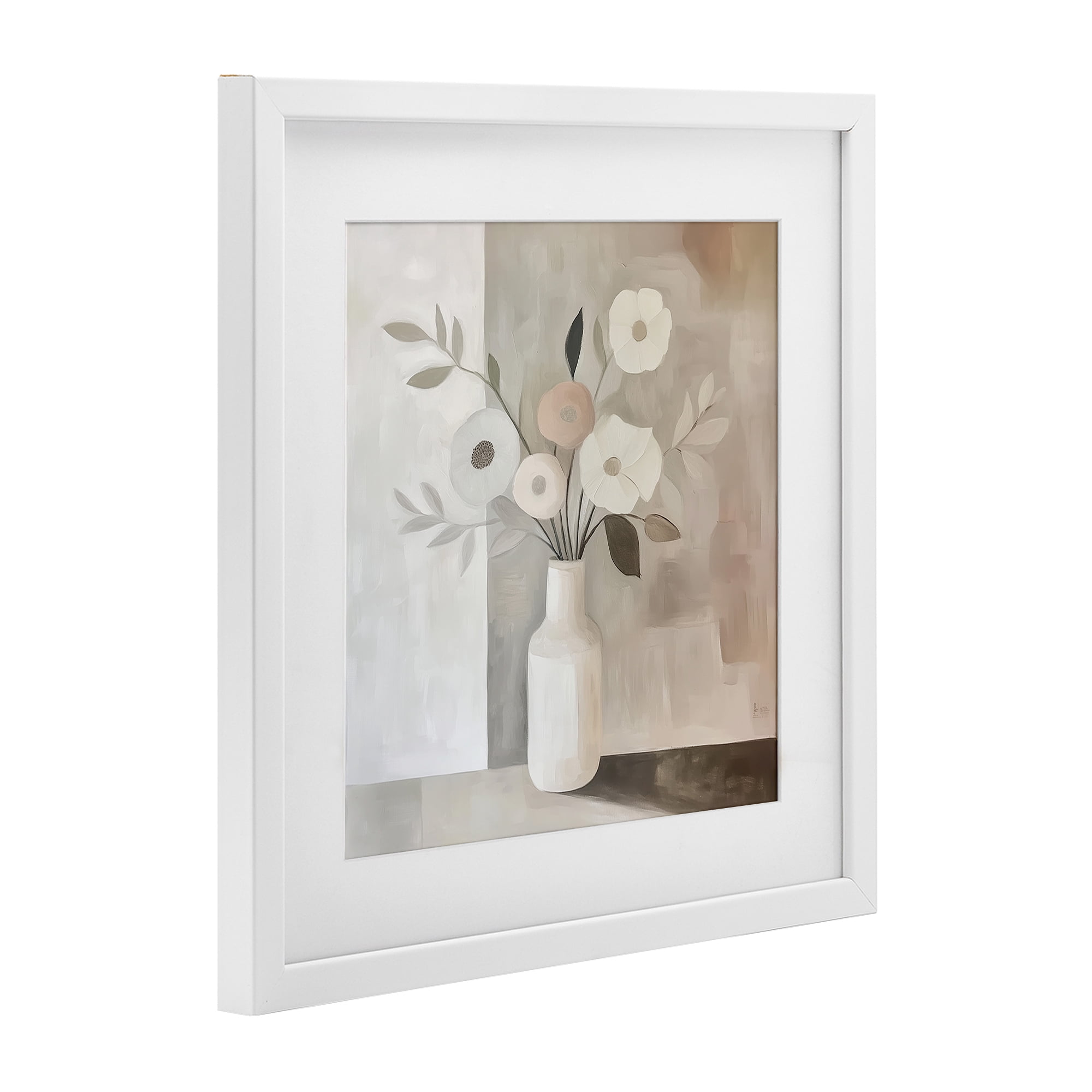 Stupell Industries Minimalist Muted Flower Vase White Framed Print Under Glass, design by Heidi Kuntz