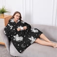 thumbnail image 5 of Oversized Wearable Blanket Hoodie,Black White Cat Rose Moon Star Pattern Sherpa Blanket Hoodie with Super Pockets,Super Warm Fuzzy Pullover for Women & Men, 5 of 6