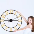 thumbnail image 7 of 24 Inch Modern Farmhouse Wall Clocks for Living Room Decor, Silent Non-Ticking Analog Battery Operated Wall Clock, Black Rustic Metal Clock with Golden Arabic Numerals for Bedroom, Home Office, 7 of 7