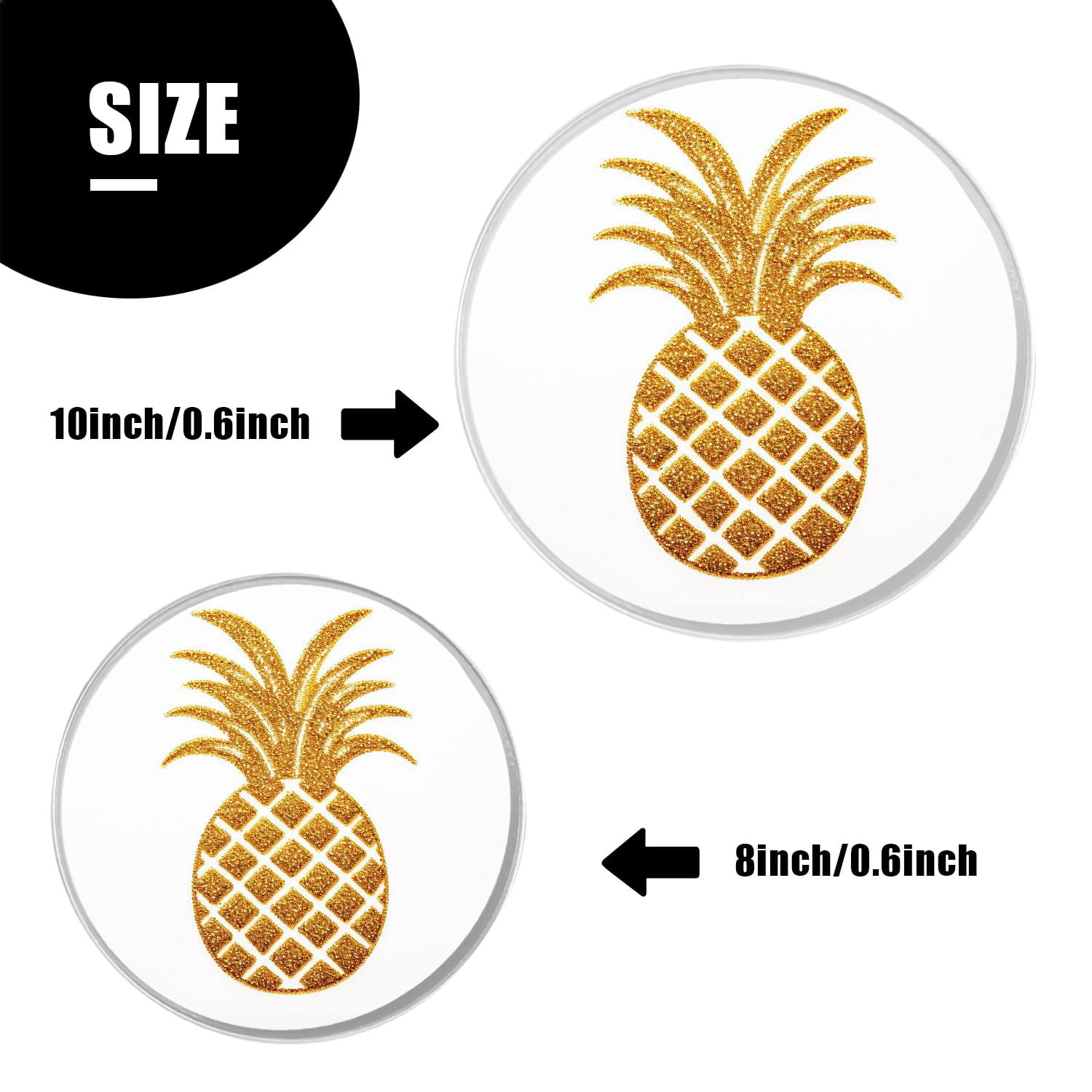 Round Stove Burner Covers 4 Pcs for Home Decor Cooktop Decorative ,Gold Pineapple Fruit White Summer creative pattern, Metal Round Stove Burner Covers 8Inch And 10Inch