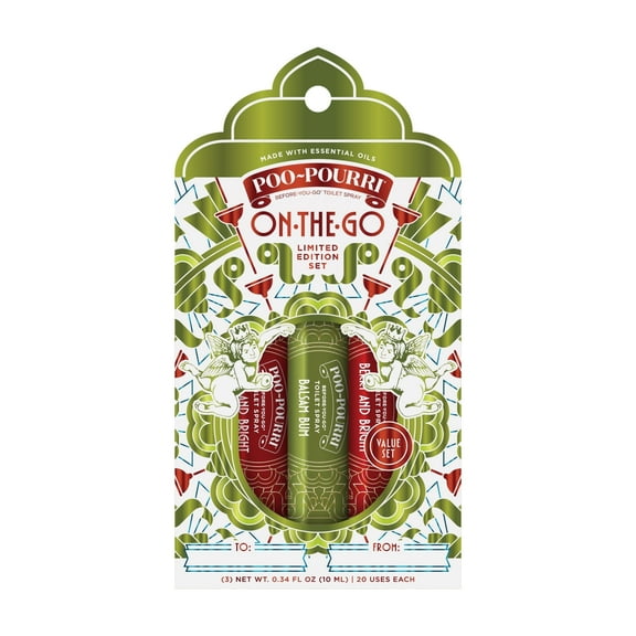 Poo-Pourri Holiday On the Go Toilet Spray, 3pk, Berry and Bright   Balsam Bum