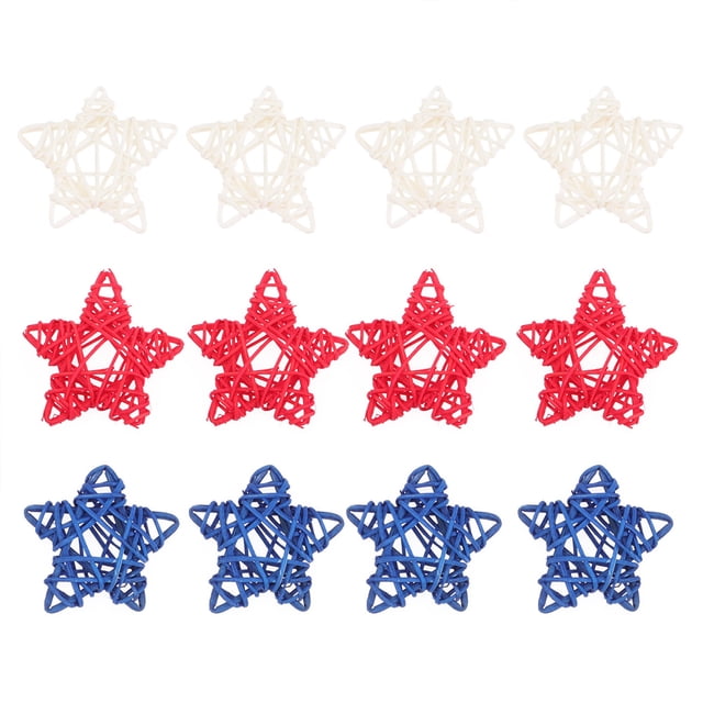 18 Pcs Décor Étoile à Cinq Branches en Rotin Tissé DIY Accessoires Décoratifs pour la Fête de l'Indépendance