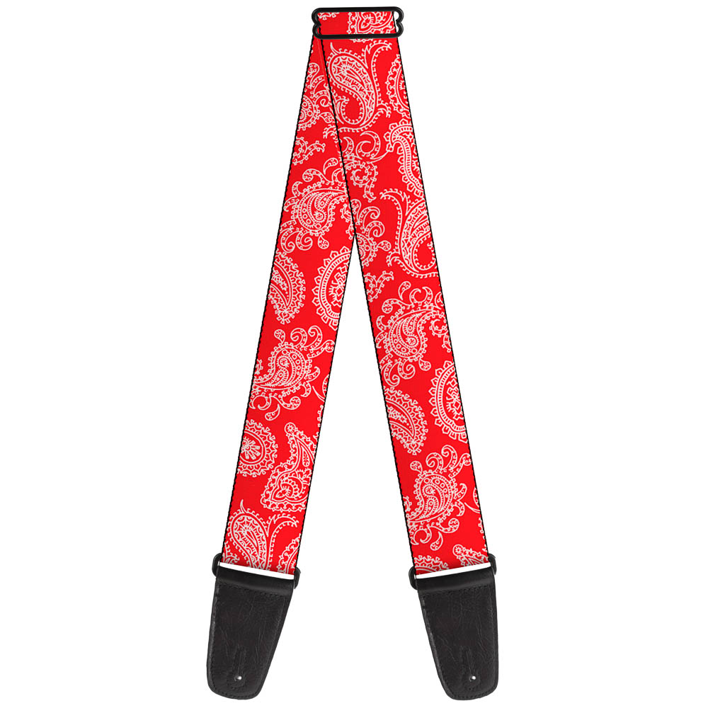 Buckle-Down Guitar Strap, Paisley Red White, 2 Inches Wide