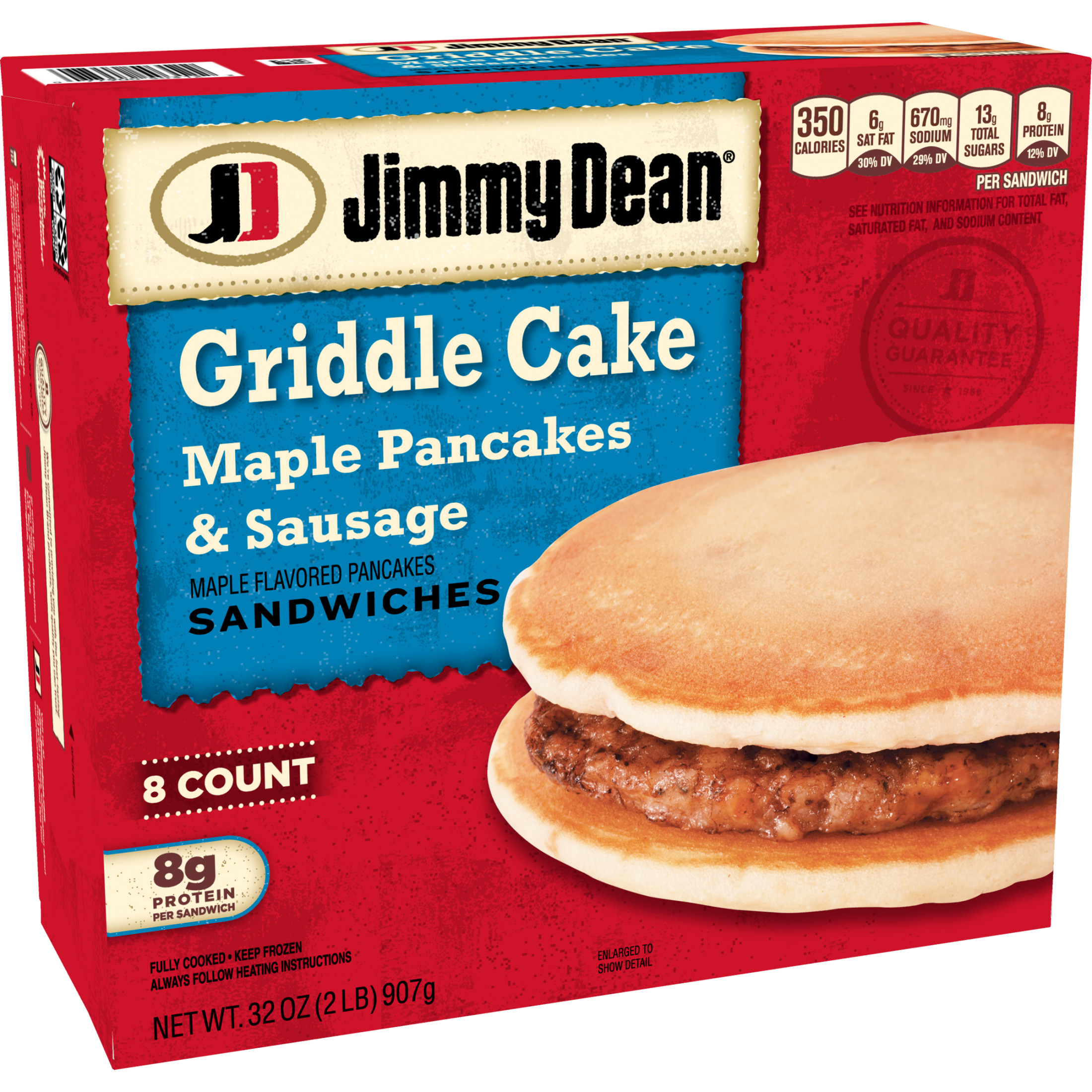 Jimmy Dean Maple Pancakes & Sausage Griddle Cake Sandwich, 32 oz, 8 Count (Frozen) - image 9 of 15