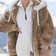 thumbnail image 2 of Sherpa Fuzzy jackets for women with hooded Long Sleeve Lightweight Faux Fur Coat Fashion Zipper Sweatshirt Winter Warm Outwear with Pockets, 2 of 4