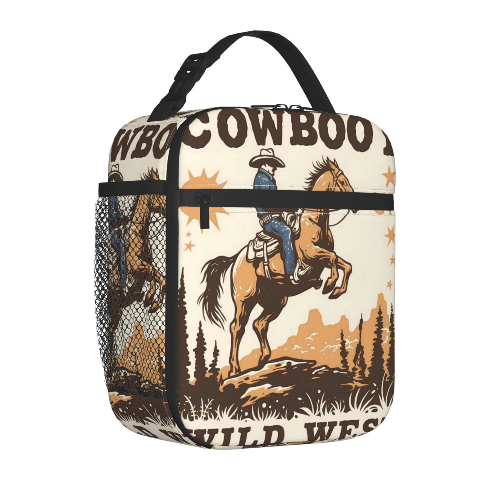Lunch Bag For Women Men Insulated Portable Lunch Box Bento Box Office Picnic Travel Cooler Bag Cowboy Riding A Horse (3)