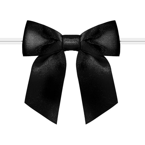 Dalrosia 50PCS Satin Ribbon Twist Tie Bows 3.5" Pre-Tie Red Bows for Christmas Premade Gift Bows for Treat Bags Cake Pop Crafts Gift Bag Wedding Favors Goodies Bagging Party Decorations