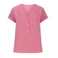 thumbnail image 6 of GigrtiJin Women Short Sleeve Rolled Shirts Casual V Neck Button down Basic Blouses Summer Loose Comfy Tops with Pockets, 6 of 6
