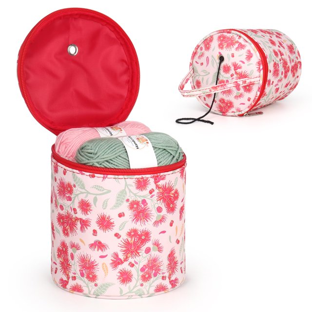 Bolsa de almacenamiento para lanas pequeña, bolsa de tejer portátil con orificio para principiantes y jóvenes de ganchillo, organizador de proyectos de tejido de tamaño pequeño