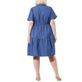 thumbnail image 3 of Agnes Orinda Women's Plus Size Chambray Dress Short Sleeves Button Down Flowy Tiered Shirt Dresses 4X Light Blue, 3 of 7