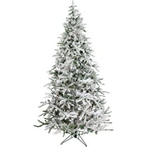 Fraser Hill Farm 10-Ft Flocked Mountain Pine Artificial Christmas Tree with White Incandescent Smart Lights, FFMP010-3SN