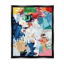 Stupell Industries Varied Expressive Collage Abstract Painting Black Floater Framed Canvas Art Print Wall Art, 17 x 21