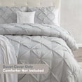 thumbnail image 4 of Twin Duvet Cover Set Light Grey - Soft Double Brushed Duvet Set with Button Closure & Corner Ties, 2 Piece Luxurious Pinch Pleated Duvet Cover Set 68x90 Inches with 1 Pillow Sham, 4 of 9