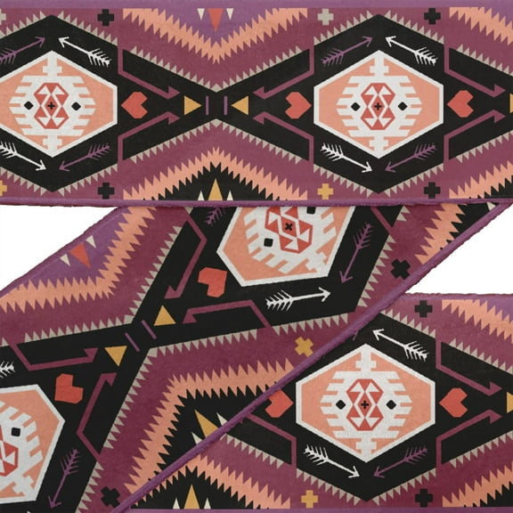 IBA Indianbeautifulart Black Aztec Southwestern Fabric Lace Dressmaking Dupion Trim Tape Printed Sewing Lace By 9 Yard 2 Inches