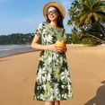 thumbnail image 4 of Balery Hawaii Palms Vestidos sueltos de manga corta para mujer, vestidos de verano 2025, vestidos casuales de corte A con vuelo., 4 of 6