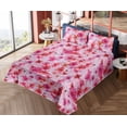 thumbnail image 4 of Ambesonne Flowers Vintage Fitted & Flat Sheet with Shams 4 Pcs Set, Floral Design Spots, Calking, Dark Pink Pastel Purple, 4 of 5