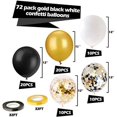 thumbnail image 5 of 72 Pack Black Gold Confetti Balloons Kit, 12 Inch Black Gold White Balloons and Gold Confetti Balloons with Balloon Ribbons for Graduation Birthday Wedding Baby Shower Party Decorations Black White, 5 of 5