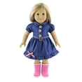 thumbnail image 2 of Vestido de muñeca de algodón para bebé Ropa de vestir de mezclilla para bebés recién nacidos para juguetes de muñeca de niña de 18 pulgadas Inevent FN0366-00B, 2 of 7