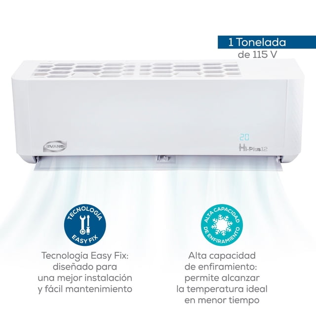 Minisplit Evans 1 Ton Solo Frío 110V Color Blanco 12000 BTU