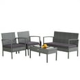 thumbnail image 2 of Costway 4 PCS Outdoor Rattan Furniture Set Patio Conversation Sofa Set Cushioned Grey, 2 of 10