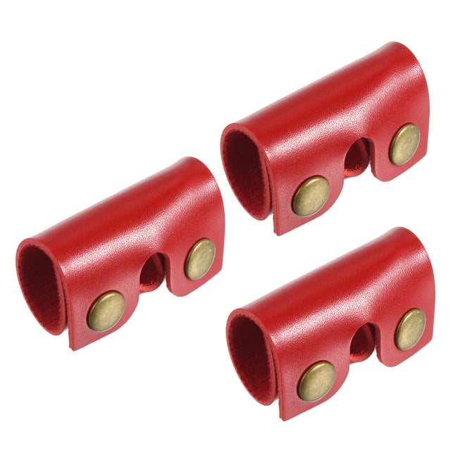 Unique Bargains Housse de Protection pour Tête de Rasoir en Cuir, Gaine de Protection pour Tête de Rasoir de Sûreté, Rouge, Lot de 3