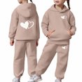 thumbnail image 5 of JAJAHO Girls Sweatsuit 2 Piece Outfits Heart Printed Long Sleeve Hoodie And Sweatpants Jogger Set For Kids 2-13Y, 5 of 6